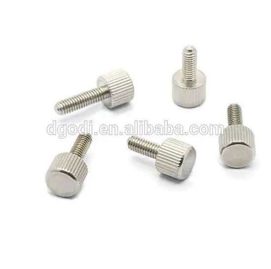 High quality SS 303 knurled screw straight knurled flat large head thumb screw,plain finish for computer case