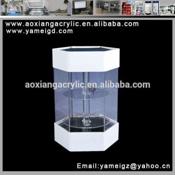 Fashionable acrylic rotating display stand with led light and lock