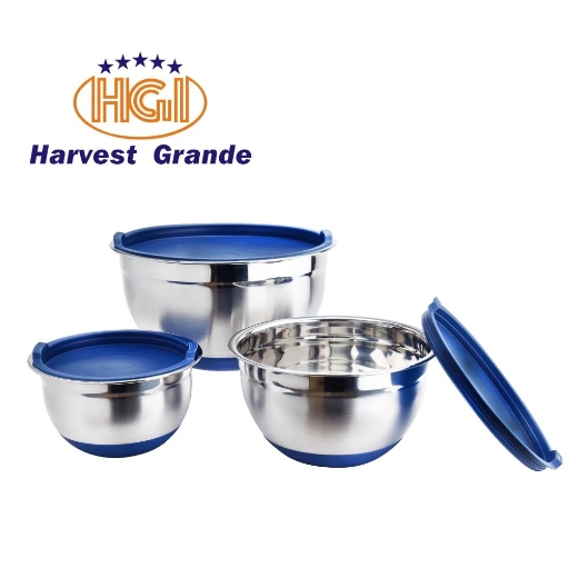 HGI Blue Stainless Steel Mixing Bowl With Lids