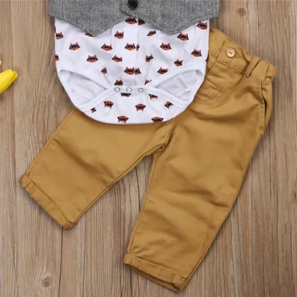 2019 autumn winter baby Boys clothes cotton shirt vest pants kids 4pcs suit baby boy clothing sets infant fall clothing set