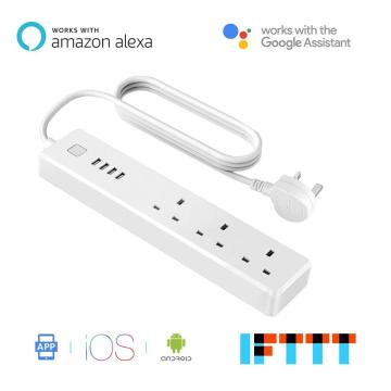UK Plug Power strip 3AC Outlets Electrical Power Socket 4USB Wifi Smart Power Charging Ports Extension Socket Strip