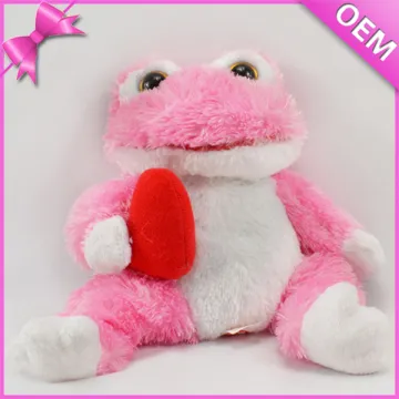 25cm Sitting Holding a Red Heart on Hand Stuffed Animal Soft Red Frog Plush Toy
