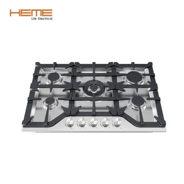 5 Burner Gas Hob 76 cm Chinese Supplier for High-Quality Built-in Gas Cooktop