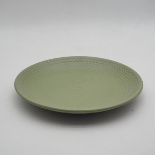 Conjunto de jantar de cerâmica verde de relevo, conjuntos de utensílios de grés, conjunto de utensílios de colorido mais populares