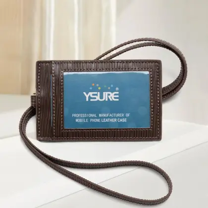 Brown with Neck Straps lanyard ID card holder