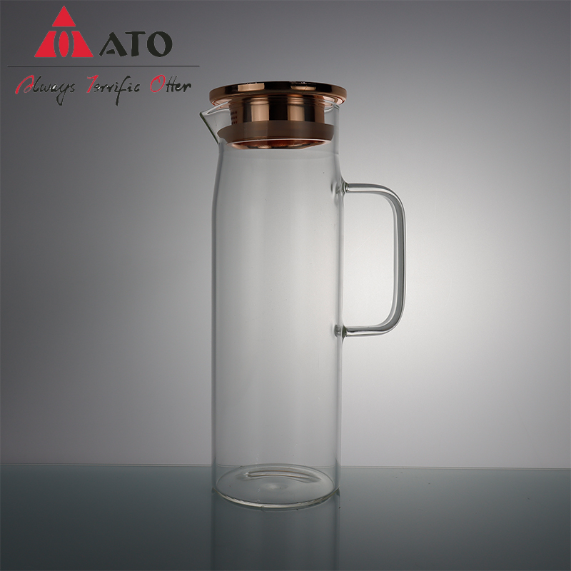 Jarra de agua de vidrio de borosilicato con tapa de acero inoxidable