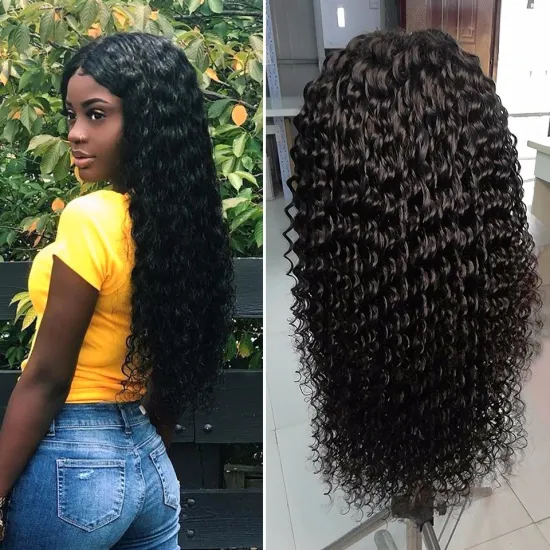 28 Inches Peruvian Hair Extension Lace Frontal Closure Long Highlight Hd Frontal Deep Wave Wig Human Hair