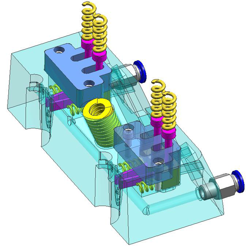 Sophisticated injection mold slider design. 