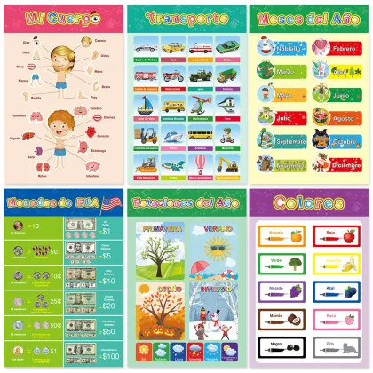 Educational Spanish Preschool Poster with Glue Point Dot