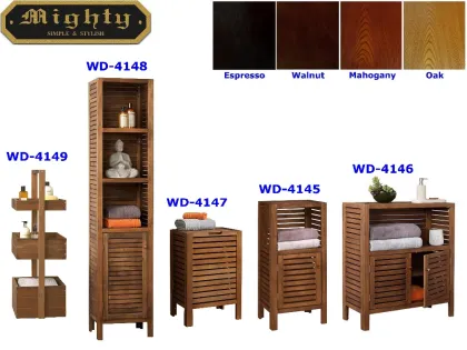 Collection of Slat Wood Toilet Rack Bathroom Furniture