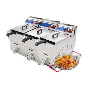 34L Professional Commercial Industrial 2-tank 2-basket Big Capacity Deep Gas Fryer