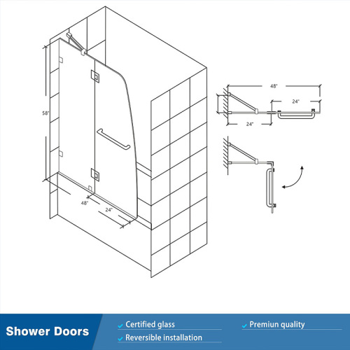 SALLY Bath screen Hinged 6mm Glass Shower Door