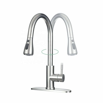 Modern Deck-Mounted 304 Stainless Steel Single Handle Pull-Out Kitchen Faucet