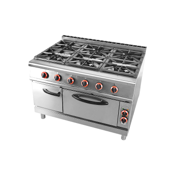 Stainless Steel Gas Cooking Range with 6 Burners: Full Series Freestanding Cooktop and Oven