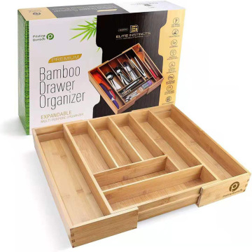 Bamboo Adjustable Kitchen Drawer Cutlery Tray