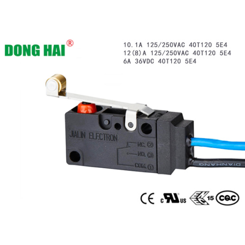 Герметычны мікравыключальнік з шарнірным ролікавым рычагом