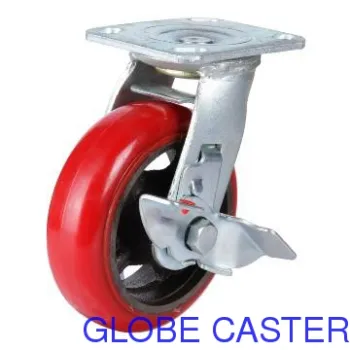 Caster, PU on Cast Iron Material,Fit for Factory Machines,4/5/6/8 Inch