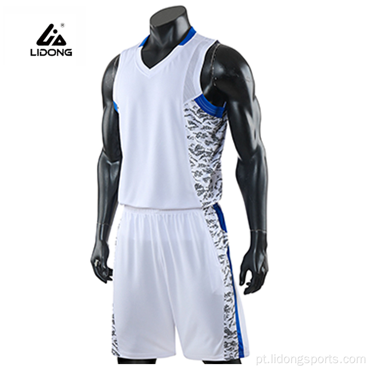 Uniforme de basquete masculino personalizado camisa de basquete em branco