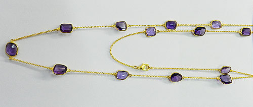 925 Sterling Gold plated Amethyst Hydro Necklace