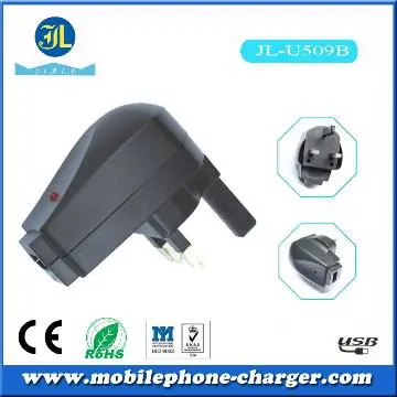 UK 3pin USB home charger mobile phone travel charger 11-240V