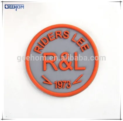 brand embossed round shape rubber patch