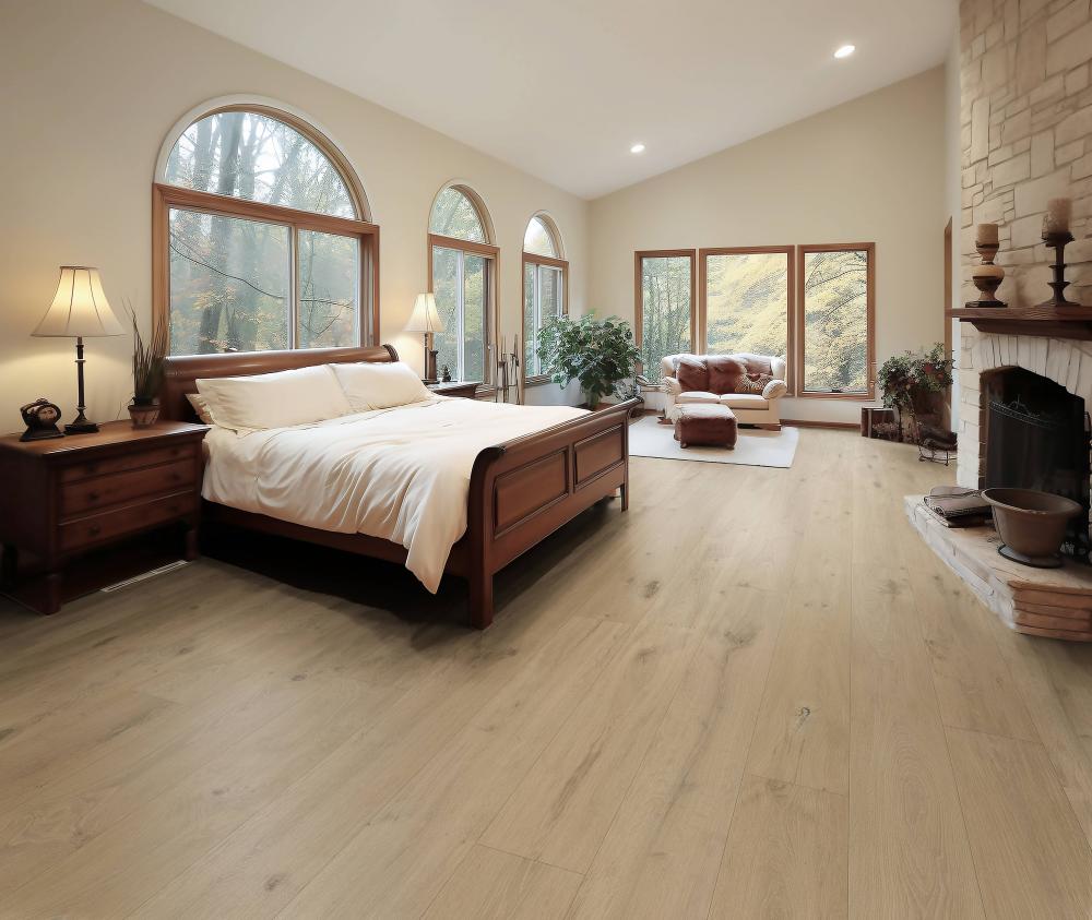 Bedroom Hand Scraped Engineered Wood Flooring