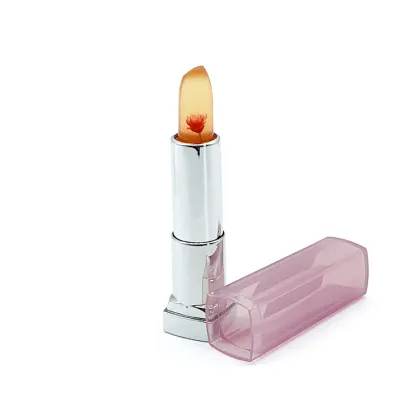 Cute Pink Silver Lipstick with Flower Packaging