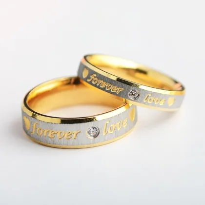 Custom Zirconia Forever Love Promise Ring Set