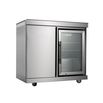 Black Marble Countertop Stainless Steel 304 S/S BBQ Grills with Single Door Refrigerator