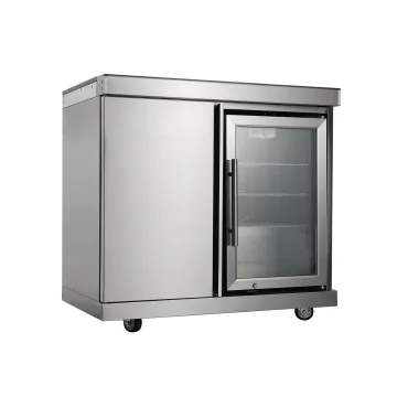 Black Marble Countertop Stainless Steel 304 S/S BBQ Grills with Single Door Refrigerator