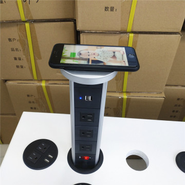 80mm Pop Up Grommet Kitchen Desktop Vertical Tower with LED Light and Wireless Charger