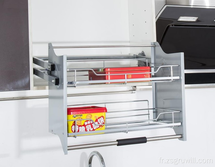 Organisateur de rangement en acier inoxydable d'armoire de cuisine