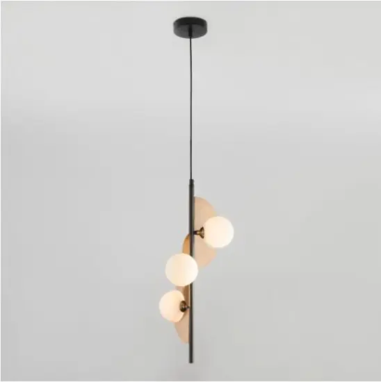 Modern Interior Glass and Metal Pendant Light with 3 Head Lamps