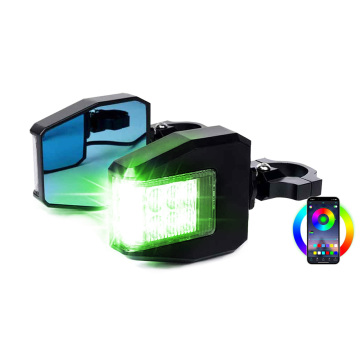 Wireless APP Control N2 2024 Aluminium Side Mirrors with 29 Color Modes for Can-Am Maverick X3 and Polaris RZR