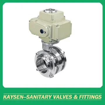 DIN Hygienic 3-Piece Butterfly Valve Electric Actuator Weld