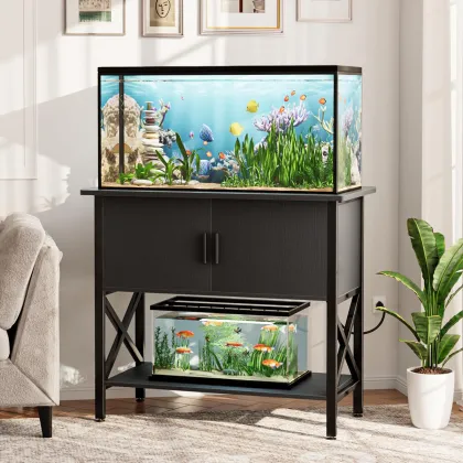 Modern 40-50 Gallon Fish Tank Stand with Cabinet Storage