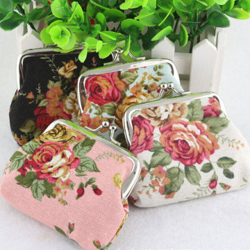 2015 new style 3 inches fashion cute Ms han edition roses canvas mini buckles zero wallet