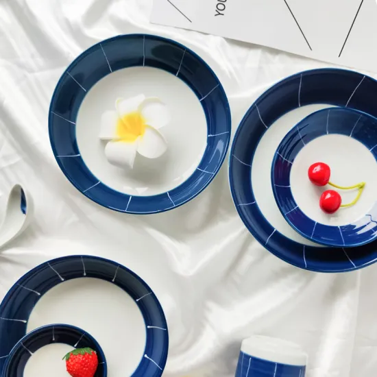 new design plate set plate white and blue plate sets dinnerware ceramic