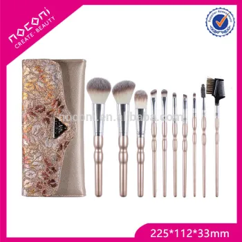 2017 hotsale 10pcs fashionable professional makeup brush and cosmetic brush with the shiny lip print make up bag