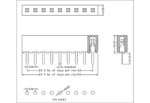 2.0 mm Female Header Single Row Straight Type H4.3 FHDS02-XXSXXX