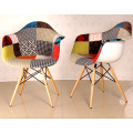 Eames Half Fabric Covered Armchair with Wood Leg