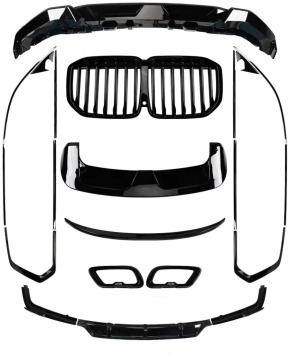2019-2024 BMW X7 Black Knight Front Lip, Shovel, Tail, Wing, Grille Kit