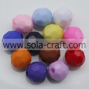 Colorful Ornaments Acrylic Faceted Beads In Loose Gemstone Spacer Glass Round Beads 4MM