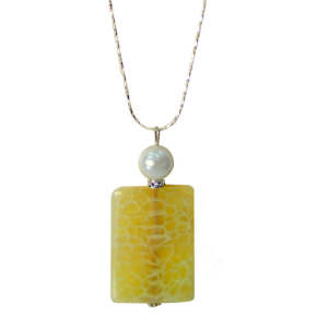 Natural Gemstone Agate Necklace with Silver Chain