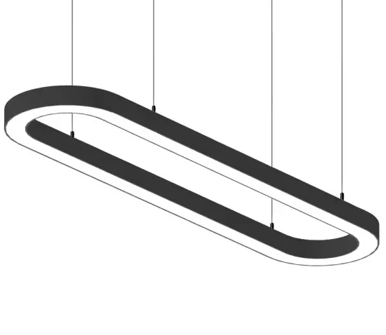 Customized Size Linkable LED Linear Light - Aluminum Curved Oval Pendant