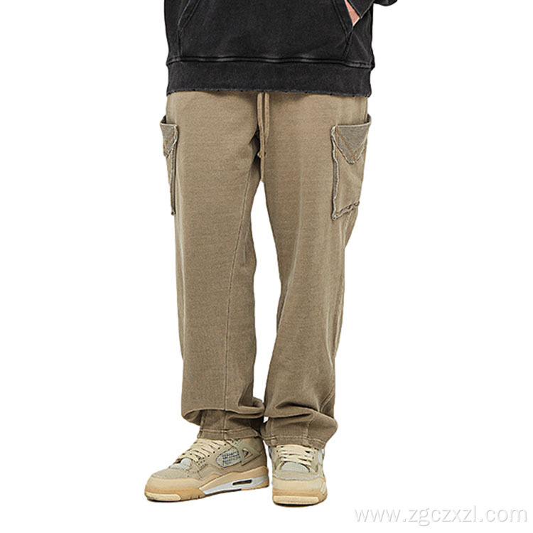 Washed loose edge wool pocket turnip pants sweatpants