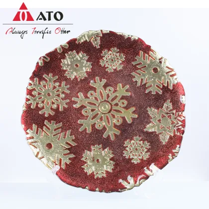 Christmas Disposable Glass Plate Snowflakes Pattern Plate