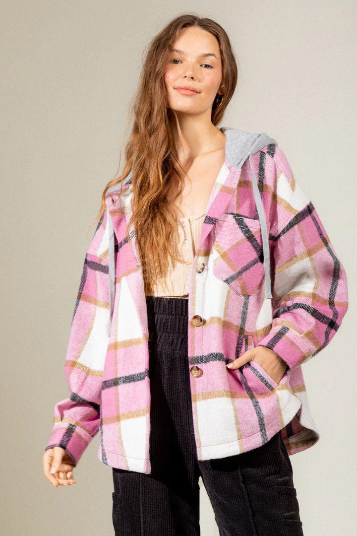 Womens Casual Plaid Shirt Jacket Coats