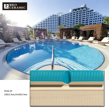 Ebro Blue Non-Slip Ceramic Pool Tile Decking for Finger Grip