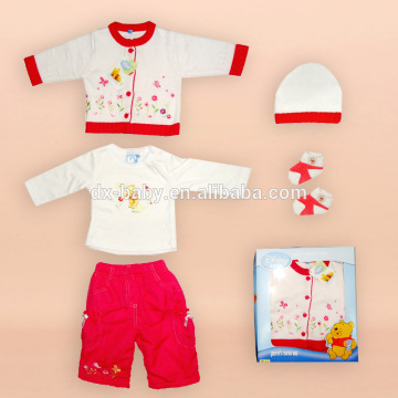 baby sweater +T-shirt+woven pants+hat+socks 5PCS newborn baby clothing